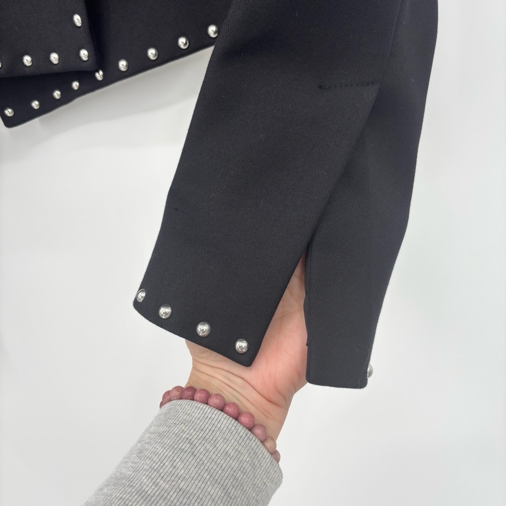 Helmut Lang Womens Studded Blazer Jacket, Black, 12 - Picture 10 of 13